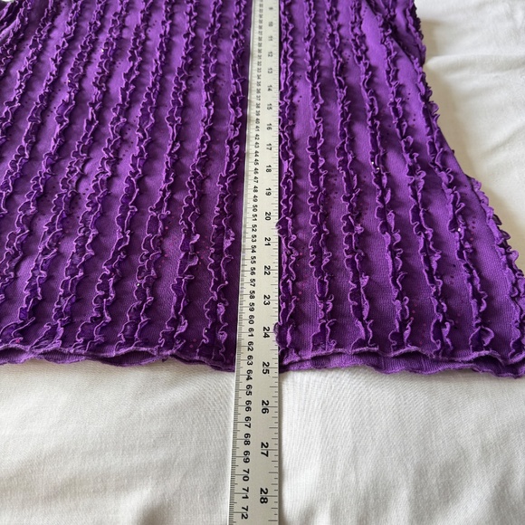 Zoe Women's Sleeveless‎ Ruffle Blouse Purple Size Large Sequin Lined Festival - Picture 10 of 13